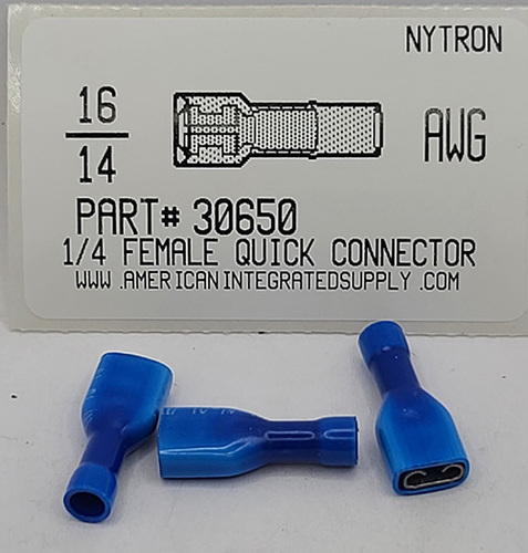 16-14 GA BLUE NYTRON FEMALE QUICK DISCONNECT 1/4" (DISCONTINUED)