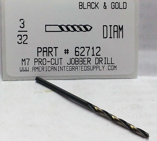 3/32 M7 HSS 135° SPLIT POINT BLACK & GOLD JOBBER DRILL BIT