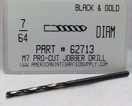 7/64 M7 HSS 135° SPLIT POINT BLACK & GOLD JOBBER DRILL BIT