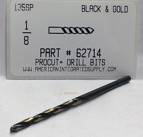 1/8 M7 HSS 135° SPLIT POINT BLACK & GOLD JOBBER DRILL BIT