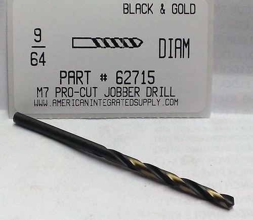 9/64 M7 HSS 135° SPLIT POINT BLACK & GOLD JOBBER DRILL BIT