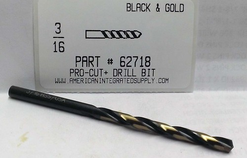 3/16 M7 HSS 135° SPLIT POINT BLACK & GOLD JOBBER DRILL BIT