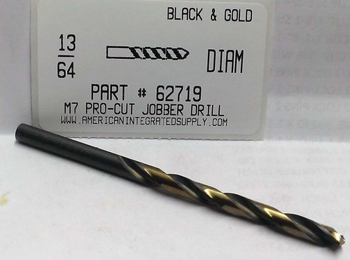 13/64 M7 HSS 135° SPLIT POINT BLACK & GOLD JOBBER DRILL BIT