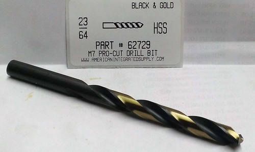 23/64 M7 HSS 135° SPLIT POINT BLACK & GOLD JOBBER DRILL BIT