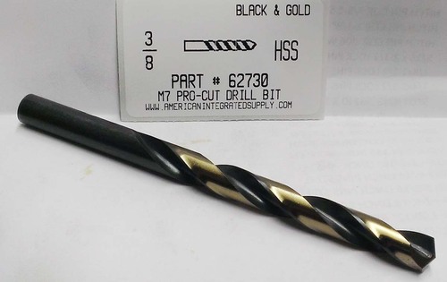 3/8 M7 HSS 135° SPLIT POINT BLACK & GOLD JOBBER DRILL BIT