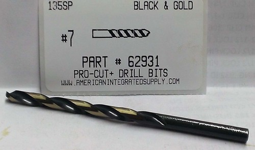 #7 M7 HSS 135° SPLIT POINT BLACK & GOLD JOBBER DRILL BIT