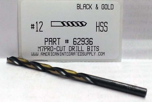 #12 M7 HSS 135° SPLIT POINT BLACK & GOLD JOBBER DRILL BIT