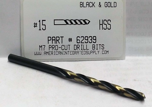 #15 M7 HSS 135° SPLIT POINT BLACK & GOLD JOBBER DRILL BIT