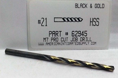 #21 M7 HSS 135° SPLIT POINT BLACK & GOLD JOBBER DRILL BIT