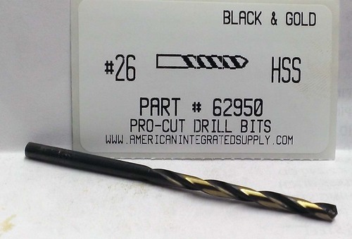 #26 M7 HSS 135° SPLIT POINT BLACK & GOLD JOBBER DRILL BIT