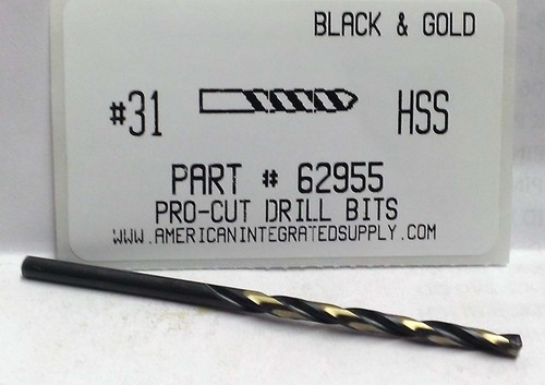 #31 M7 HSS 135° SPLIT POINT BLACK & GOLD JOBBER DRILL BIT