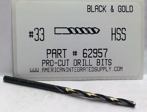 #33 M7 HSS 135° SPLIT POINT BLACK & GOLD JOBBER DRILL BIT