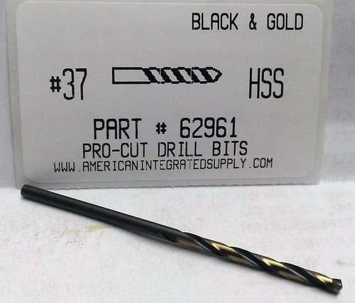 #37 M7 HSS 135° SPLIT POINT BLACK & GOLD JOBBER DRILL BIT