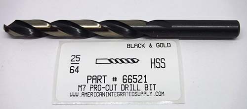 25/64 M7 HSS 135° SPLIT POINT BLACK & GOLD JOBBER DRILL BIT