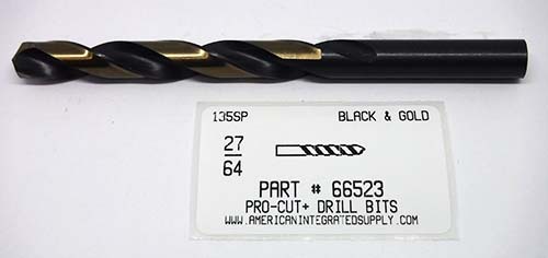 27/64 M7 HSS 135° SPLIT POINT BLACK & GOLD JOBBER DRILL BIT