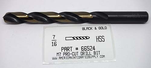 7/16 M7 HSS 135° SPLIT POINT BLACK & GOLD JOBBER DRILL BIT