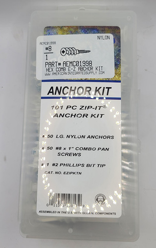 E-Z ZIP NYLON KIT 50PC & #8 X 1 COMB HEX WASH SCREW