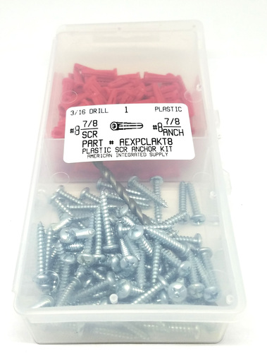 CONICAL PLASTIC ANCHOR KIT #8 PAN PHILLIPS SCREW 3/16 HOLE