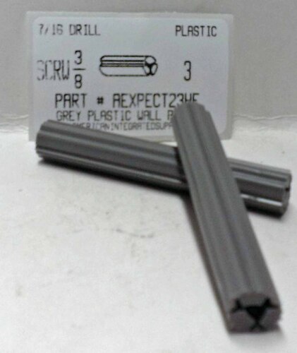 3/8 SCREW 3" GRAY FLUTED PLASTIC ANCHOR 7/16 HOLE