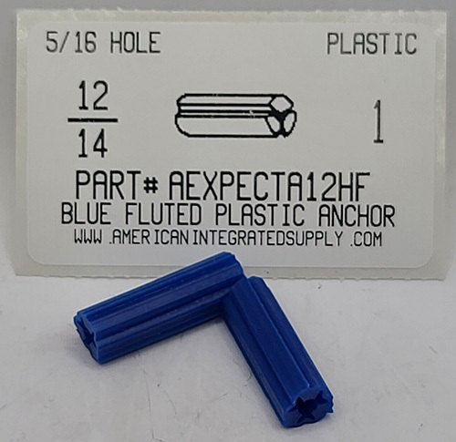 12-14 SCREW 1" BLUE FLUTED PLASTIC ANCHOR 5/16 HOLE