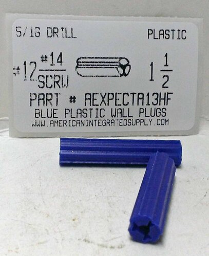 12-14 SCREW 1-1/2 BLUE FLUTED PLASTIC ANCHOR 5/16 HOLE