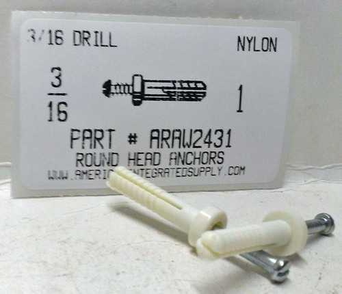 3/16X1 ROUND HEAD NYLON NAIL-IN 3/16 DRILL