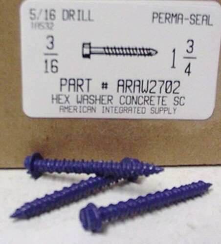 3/16X1-3/4 HEX HEAD CONCRETE SCREW USE 5/32 MASONRY DRILL