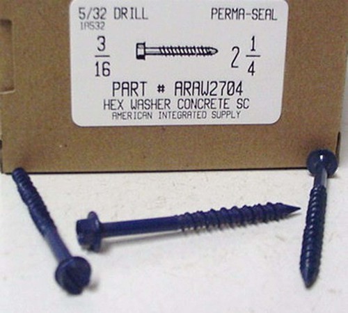 3/16X2-1/4 HEX HEAD CONCRETE SCREW USE 5/32 MASONRY DRILL