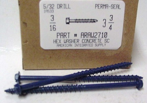 3/16X3-3/4 HEX HEAD CONCRETE SCREW USE 5/32 MASONRY DRILL