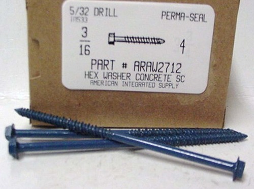 3/16X4 HEX HEAD CONCRETE SCREW USE 5/32 MASONRY DRILL