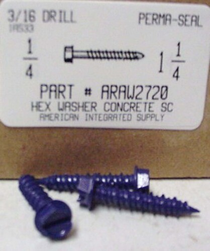 1/4X1-1/4 HEX HEAD CONCRETE SCREW USE 3/16 MASONRY DRILL