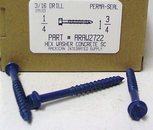 1/4X1-3/4 HEX HEAD CONCRETE SCREW USE 3/16 MASONRY DRILL