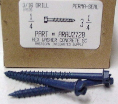 1/4X3-1/4 HEX HEAD CONCRETE SCREW USE 3/16 MASONRY DRILL