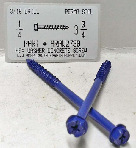 1/4X3-3/4 HEX HEAD CONCRETE SCREW USE 3/16 MASONRY DRILL