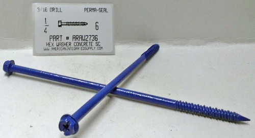 1/4X6 HEX HEAD CONCRETE SCREW USE 3/16 MASONRY DRILL