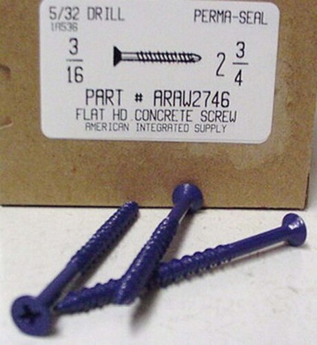 3/16X2-3/4 FLAT PHILLIP HEAD CONCRETE SCREW USE 5/32 MASONRY DRILL