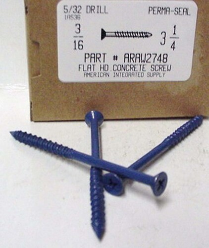 3/16X3-1/4 FLAT PHILLIPS HEAD CONCRETE SCREW USE 5/32 MASONRY DRILL