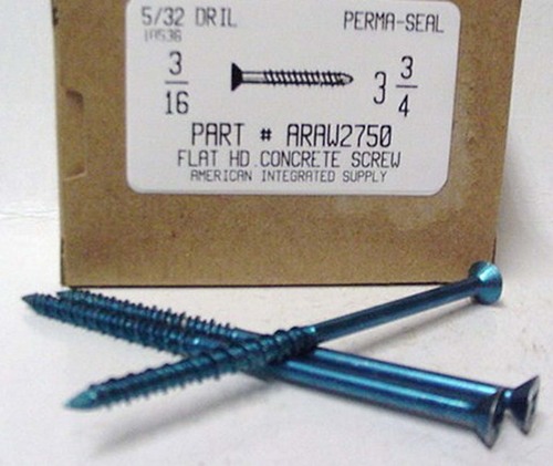 3/16X3-3/4 FLAT PHILLIPS HEAD CONCRETE SCREW USE 5/32 MASONRY DRILL