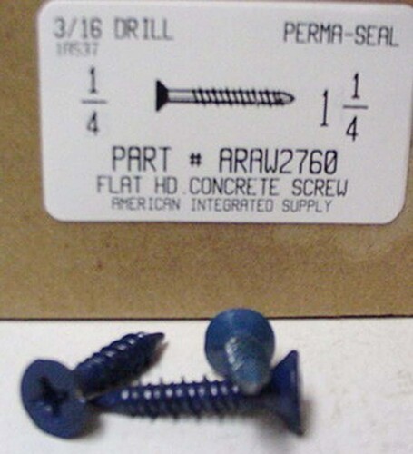 1/4X1-1/4 FLAT PHILLIPS HEAD CONCRETE SCREW USE 3/16 MASONRY DRILL