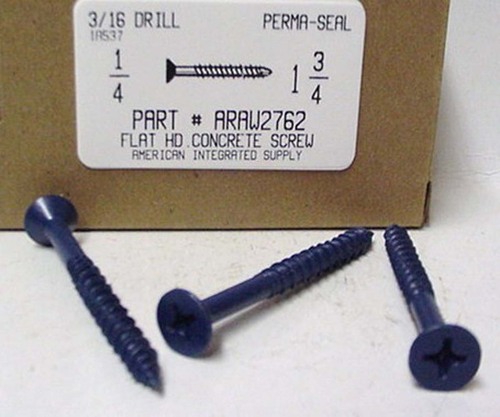 1/4X1-3/4 FLAT PHILLIPS HEAD CONCRETE SCREW USE 3/16 MASONRY DRILL