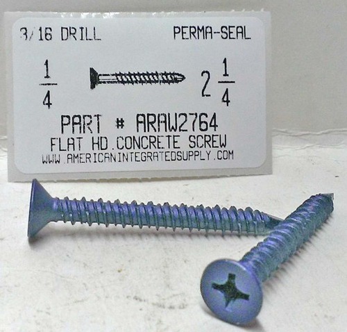 1/4X2-1/4 FLAT PHILLIPS HEAD CONCRETE SCREW USE 3/16 MASONRY DRILL