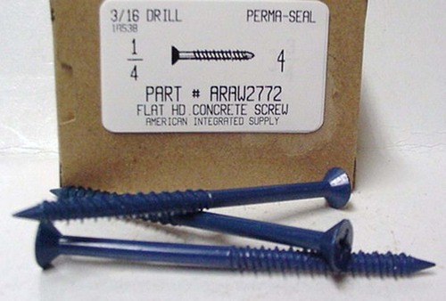 1/4X4 FLAT PHILLIPS HEAD CONCRETE SCREW USE 3/16 MASONRY DRILL