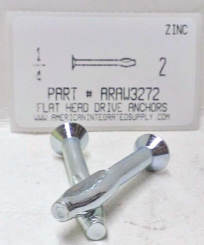 1/4X2 FLAT HEAD SPLIT DRIVE ANCHOR STEEL ZINC PLATED USE 1/4 DRILL