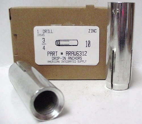 3/4-10 DROP-IN ANCHOR STEEL ZINC PLATED USE 1" DRILL 1-1/4 THREAD DEPTH