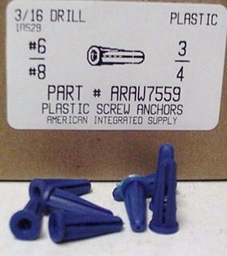 6-8X3/4 BLUE PLASTIC ANCHOR USE 3/16 DRILL