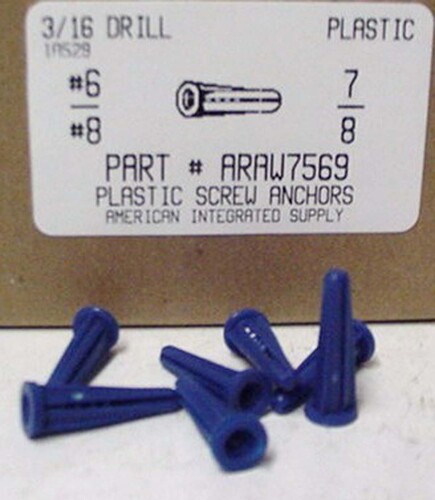 8-10X7/8 BLUE PLASTIC ANCHOR USE 3/16 DRILL