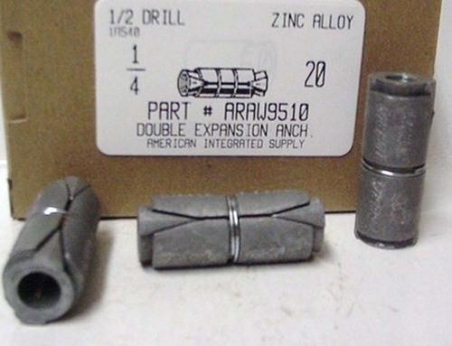 1/4-20 DOUBLE EXPANSION ANCHOR USE 1/2 MASONRY DRILL