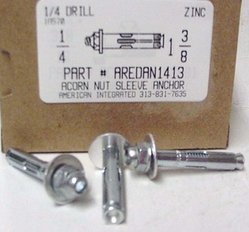 1/4X1-3/8 ACORN NUT SLEEVE ANCHOR STEEL ZINC USE 1/4 DRILL