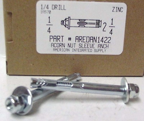 1/4X2-1/4 ACORN NUT SLEEVE ANCHOR STEEL ZINC USE 1/4 DRILL