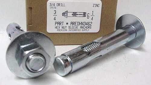 3/4X6-1/4 HEX NUT SLEEVE ANCHOR STEEL ZINC PLATED USE 3/4 DRILL